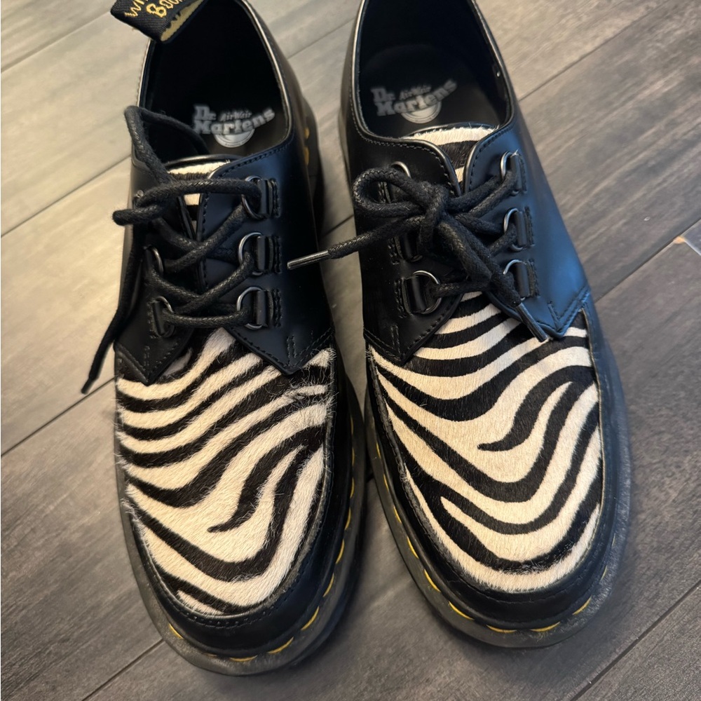 Dr. Martens Zebra Print Black Women's Oxfords